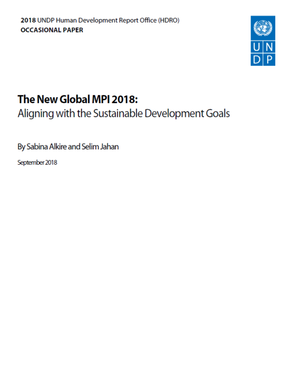 Publication report cover: The New Global MPI 2018: Aligning with the Sustainable Development Goals