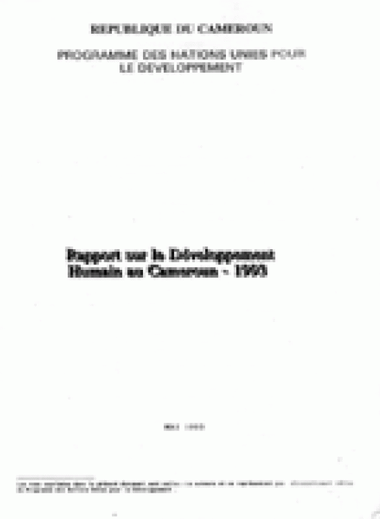Publication report cover: General Human Development Report Cameroon - 1993
