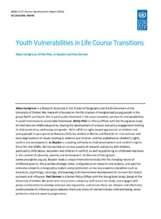 Publication report cover: Youth Vulnerabilities in Life Course Transitions 