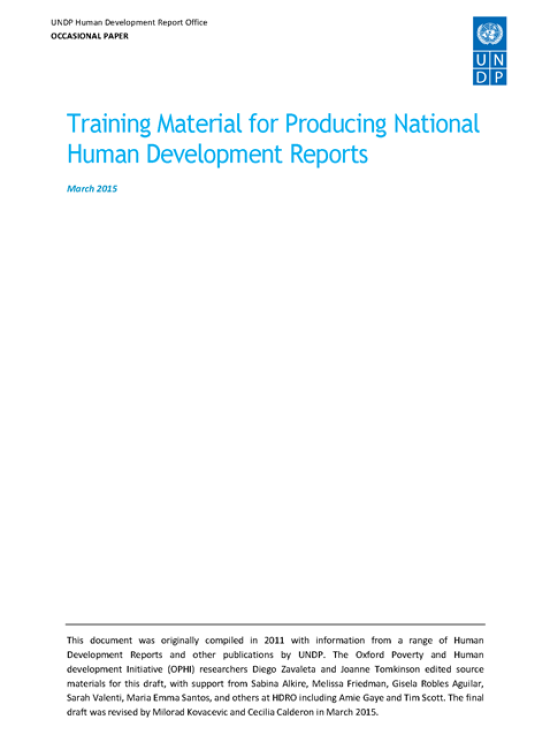 Publication report cover: Calculating the Human Development Index