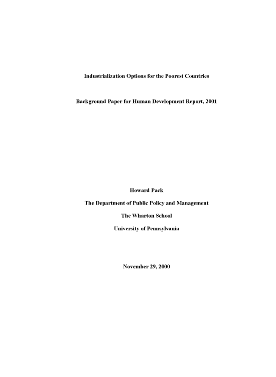 Publication report cover: Industrialization Options for the Poorest Countries