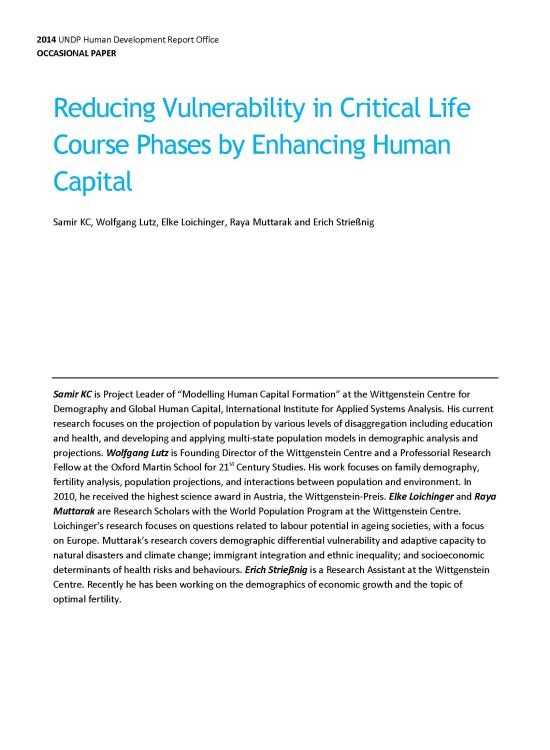 Publication report cover: Reducing Vulnerability in Critical Life Course Phases by Enhancing Human Capital 