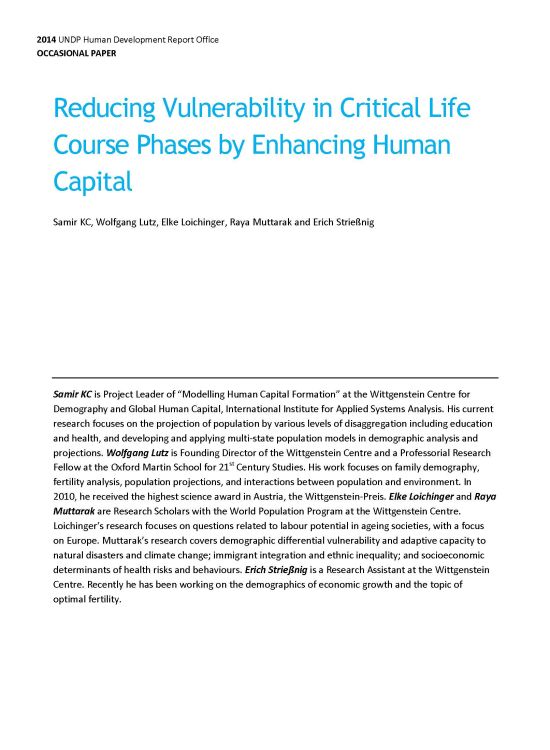 Publication report cover: Reducing Vulnerability in Critical Life Course Phases by Enhancing Human Capital