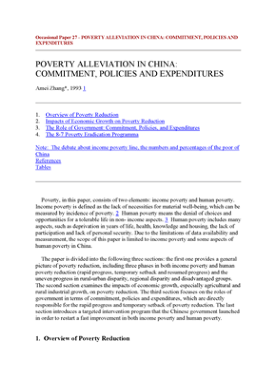 Publication report cover: Poverty Alleviation in China