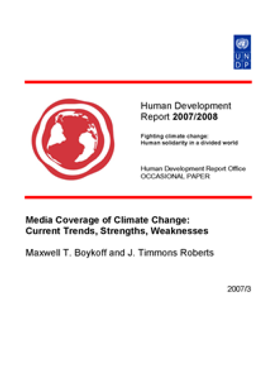 Publication report cover: Media Coverage of Climate Change