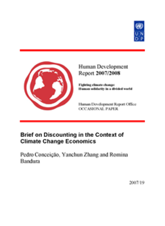 Publication report cover: Brief on Discounting in the Context of Climate Change Economics