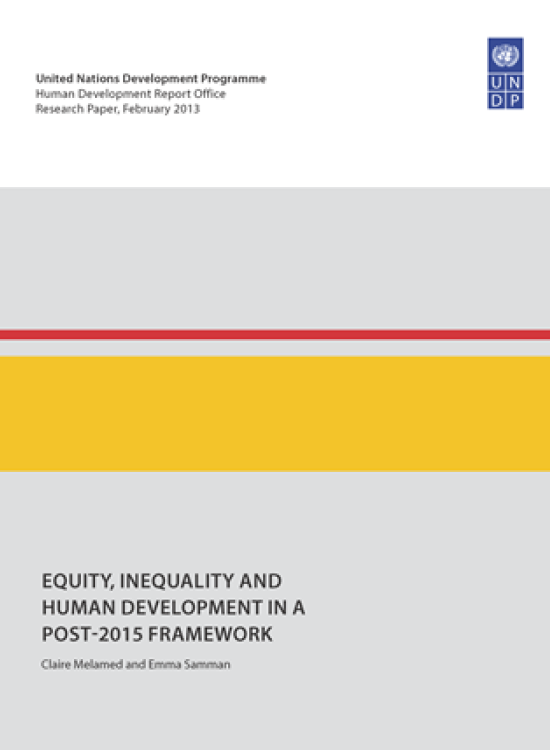 Publication report cover: Equity, Inequality and Human Development in a Post-2015 Framework