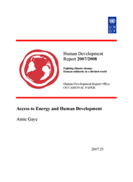 Publication report cover: Access to Energy and Human Development