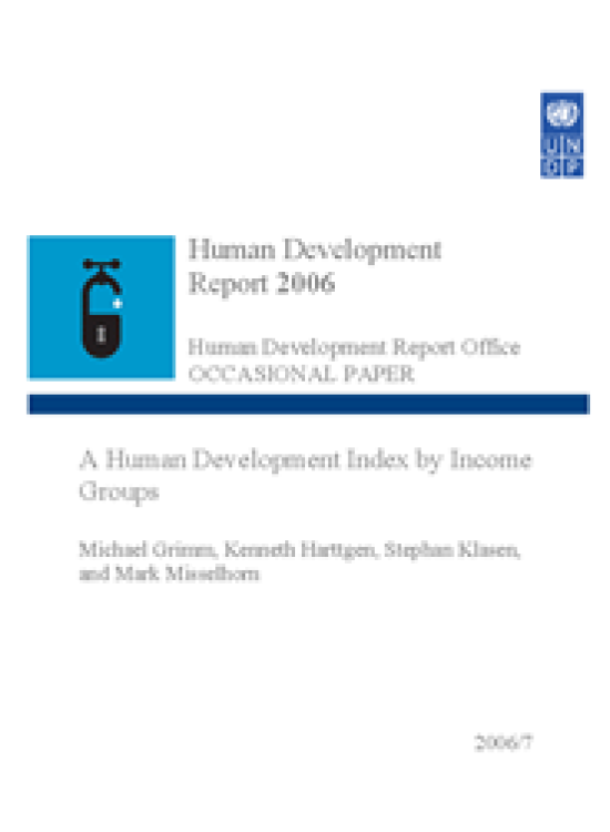Publication report cover: A Human Development Index by Income Groups