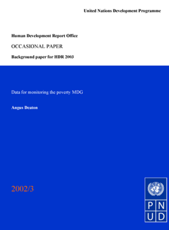 Publication report cover: Data for monitoring the poverty MDG