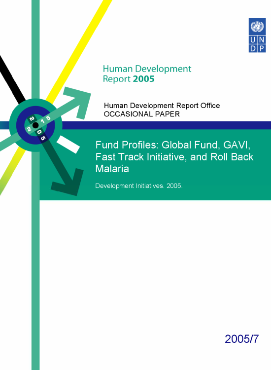 Publication report cover: Fund Profiles: Global Fund, GAVI, Fast Track Initiative, and Roll Back Malaria