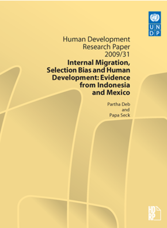 Publication report cover: Internal Migration, Selection Bias and Human Development