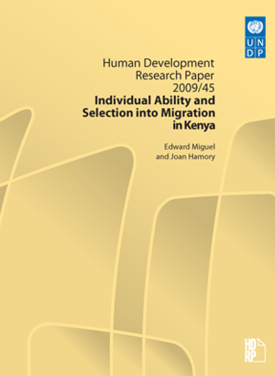 Publication report cover: Individual Ability and Selection into Migration in Kenya