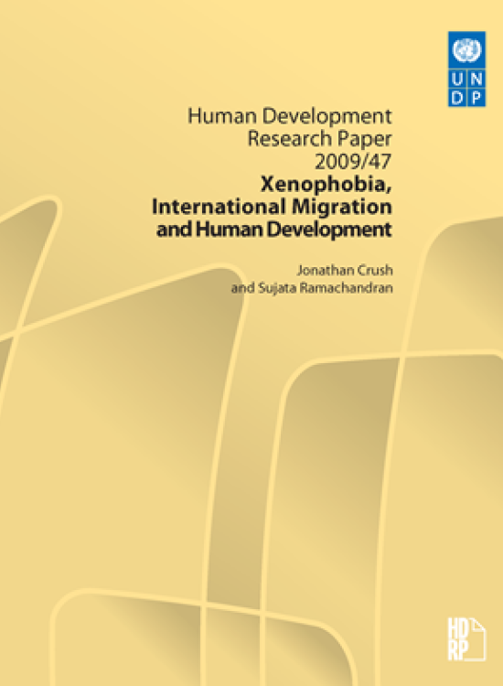 Publication report cover: Xenophobia, International Migration and Human Development