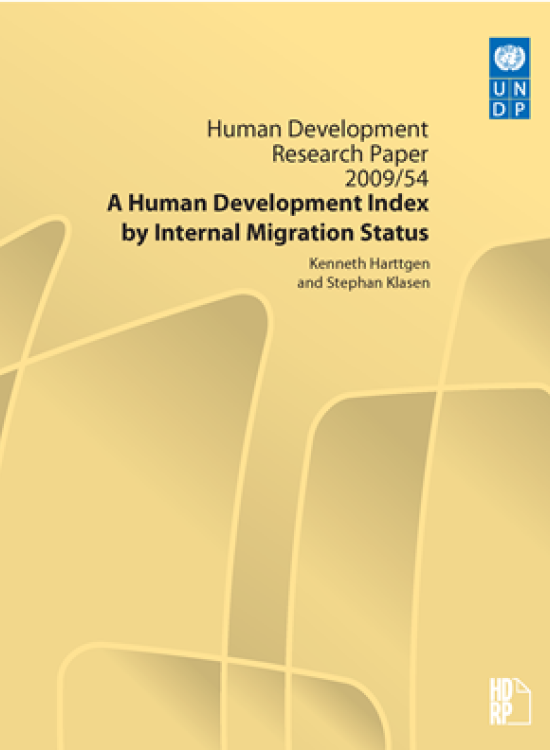 Publication report cover: A Human Development Index by Internal Migration Status