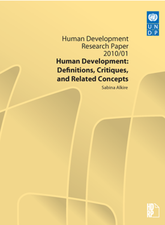 Publication report cover: Human Development: Denitions, Critiques, and Related Concepts