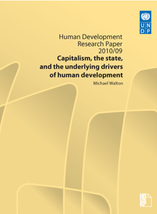 Publication report cover: Capitalism, the state, and the underlying drivers of human development