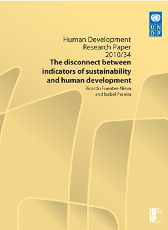 Publication report cover: The disconnect between indicators of sustainability and human development