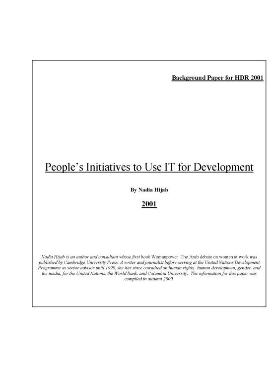 Publication report cover: People's Initiatices to use IT for Development