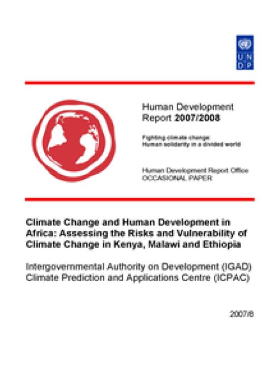Publication report cover: Climate Change and Human Development in Africa