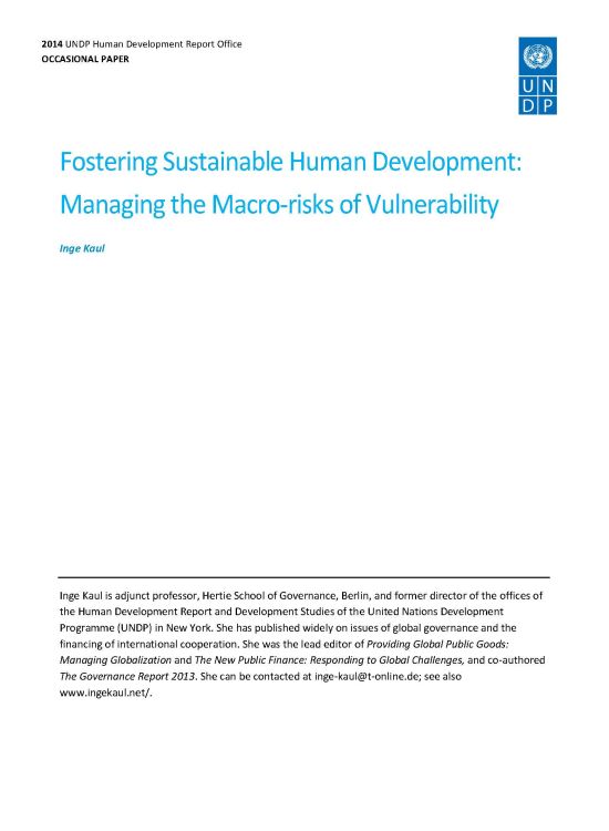 Publication report cover: Fostering Sustainable Human Development