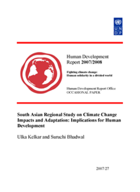Publication report cover: South Asian Regional Study on Climate Change Impacts and Adaptation