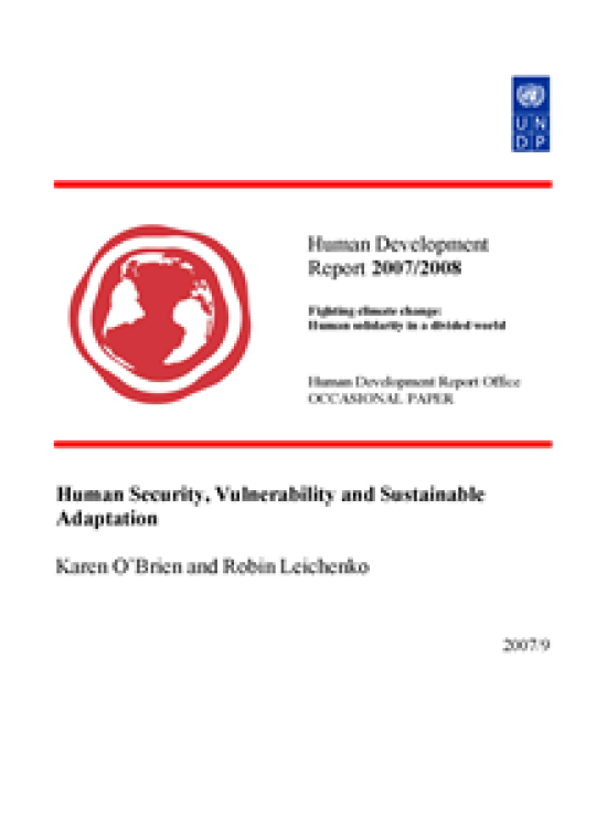 Publication report cover: Human Security, Vulnerability and Sustainable Adaptation