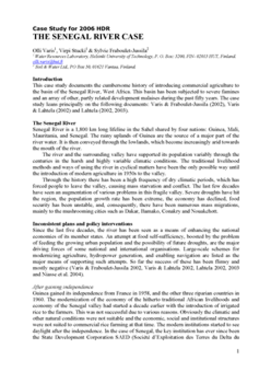 Publication report cover: The Senegal River Case