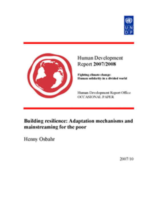 Publication report cover: Building resilience: Adaptation mechanisms and mainstreaming for the poor
