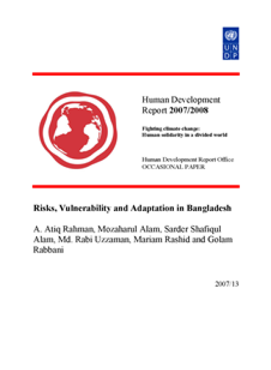 Publication report cover: Risks, Vulnerability and Adaptation in Bangladesh