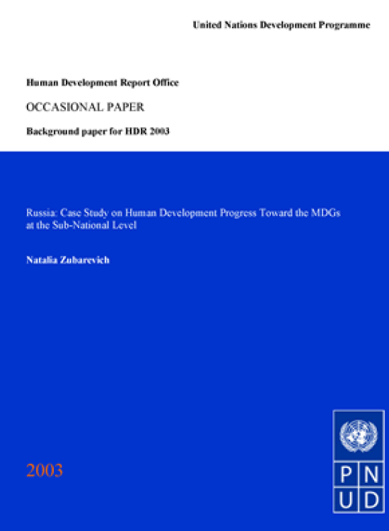Publication report cover: Russia: Case Study on Human Development Progress Toward the MDGs at the Sub-National Level