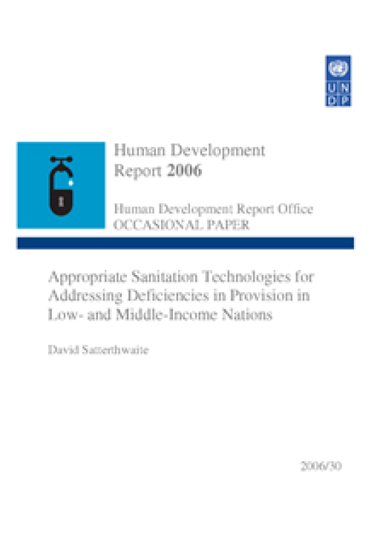 Publication report cover: Appropriate Sanitation Technologies for Addressing Deficiencies in Provision in Low- and Middle-Income Nations