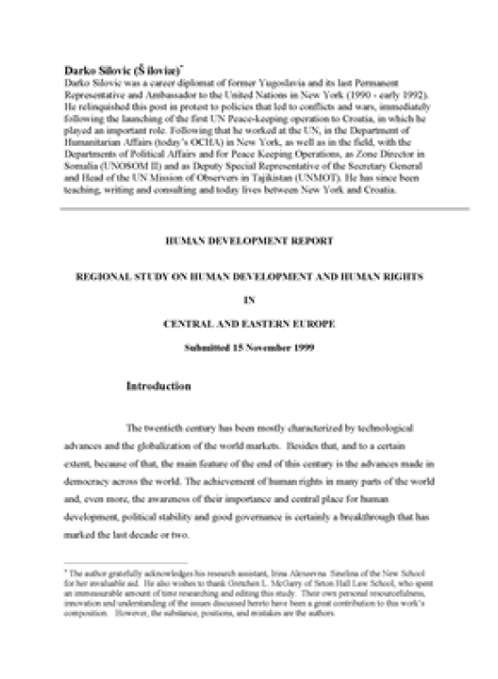 Publication report cover: Regional Study on Human Development and Human Rights in Central and Eastern Europe