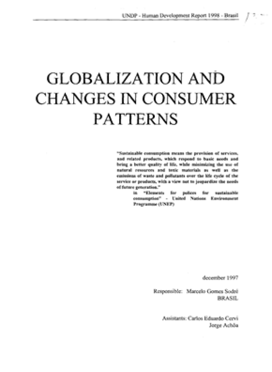 Publication report cover: Globalization and Changes in Consumer Patterns