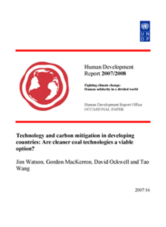 Publication report cover: Technology and carbon mitigation in developing countries