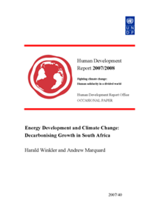 Publication report cover: Energy Development and Climate Change