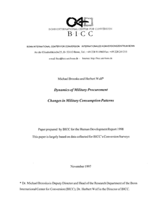 Publication report cover: Dynamics of Military Procurement