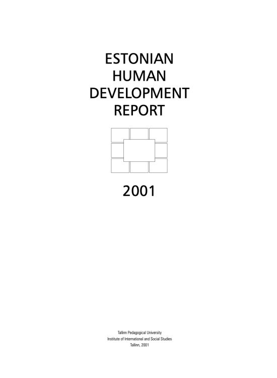 Publication report cover: National Human Development Report Estonia: 2001