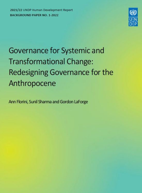 Publication report cover: Governance for Systemic and Transformational Change
