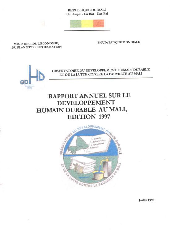 Publication report cover: Annual Report on Sustainable Human Development in Mali