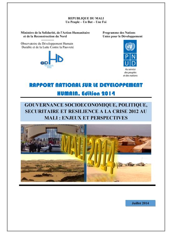 Publication report cover: Rapport National Sur Le Developpement Humain, Edition 2014