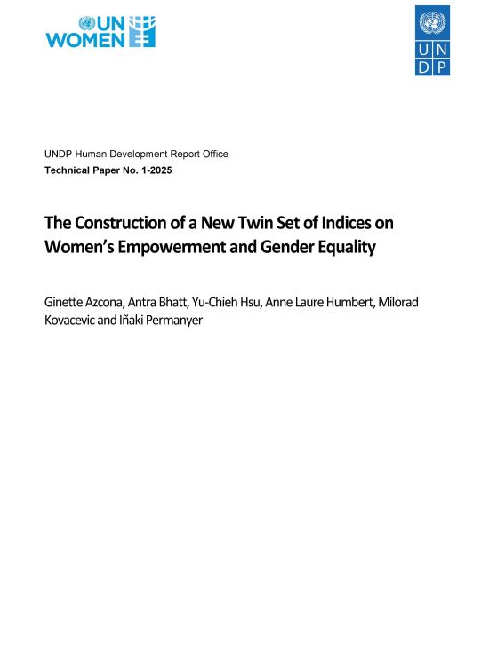 Publication report cover: The Construction of a New Twin Set of Indices on Women’s Empowerment and Gender Equality