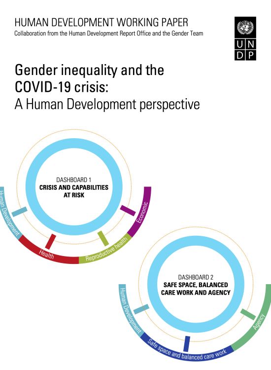 Publication report cover: Gender Inequality and the COVID-19 Crisis: A Human Development Perspective