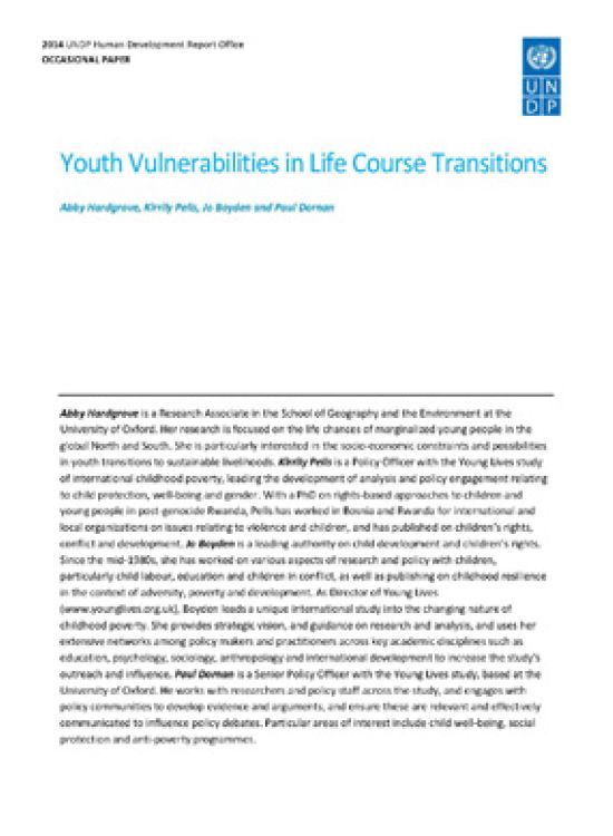 Publication report cover: Youth Vulnerabilities in Life Course Transitions 