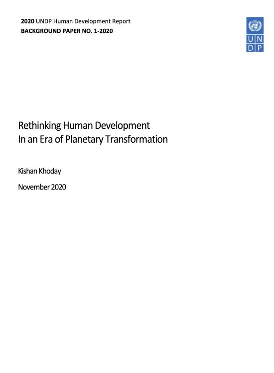 Publication report cover: Rethinking Human Development In an Era of Planetary Transformation