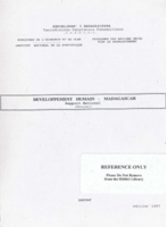 Publication report cover: General Human Development Report Madagascar 1997