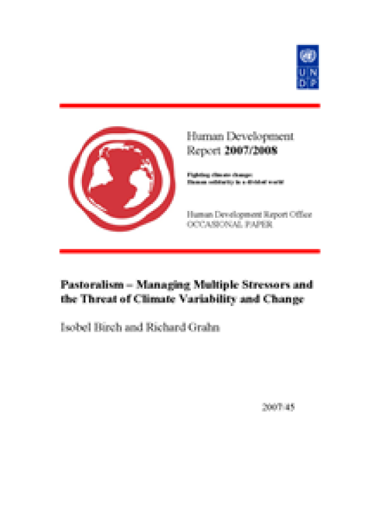 Publication report cover: Pastoralism – Managing Multiple Stressors and the Threat of Climate Variability and Change