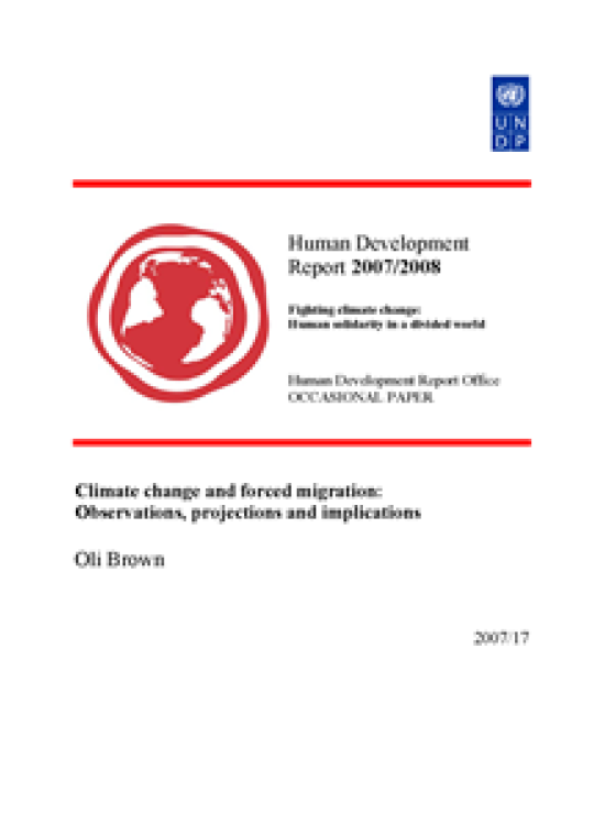 Publication report cover: Climate change and forced migration