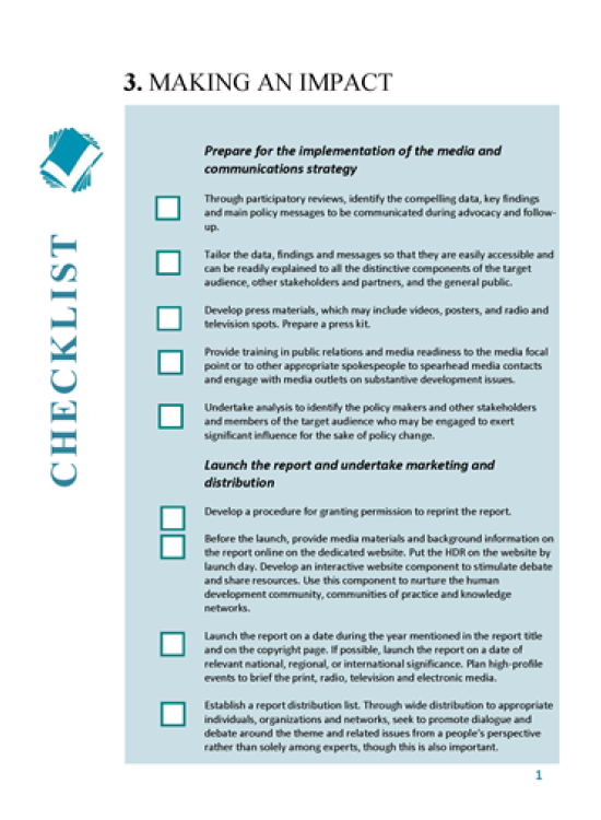 Writing a Human Development Report Checklist Making an Impact Human