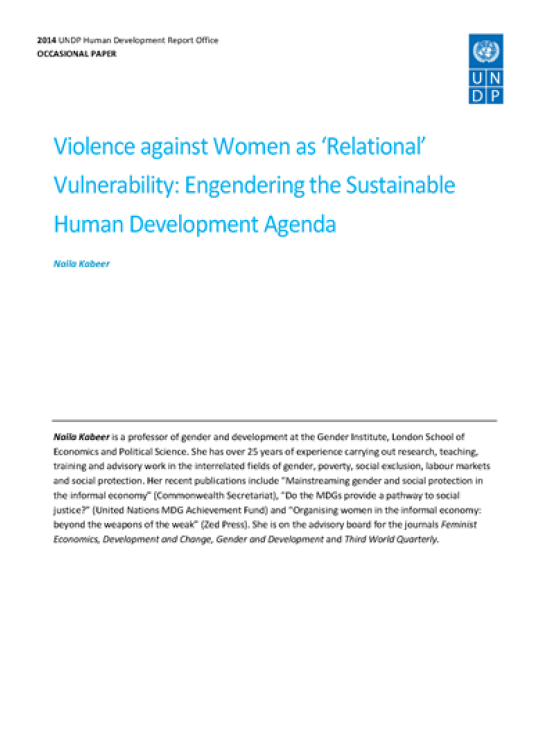 Publication report cover: Violence against Women as ‘Relational’ Vulnerability: Engendering the Sustainable Human Development Agenda